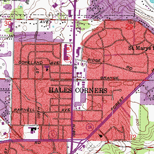 Topographic Map of Hales Corners Post Office, WI
