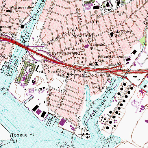 Topographic Map of Newfield Junior High School, CT
