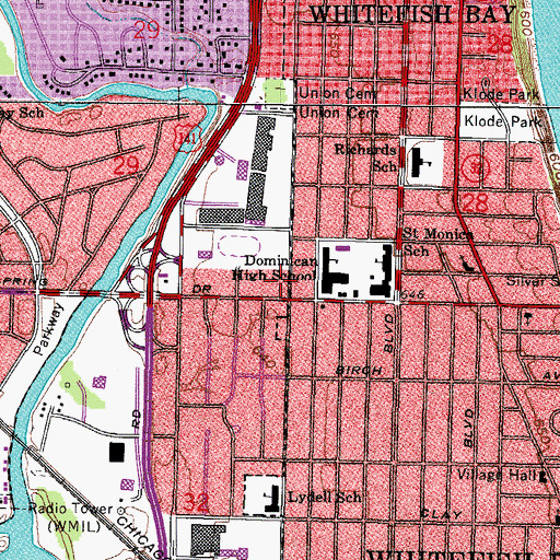 Topographic Map of North Shore Branch Milwaukee Post Office, WI