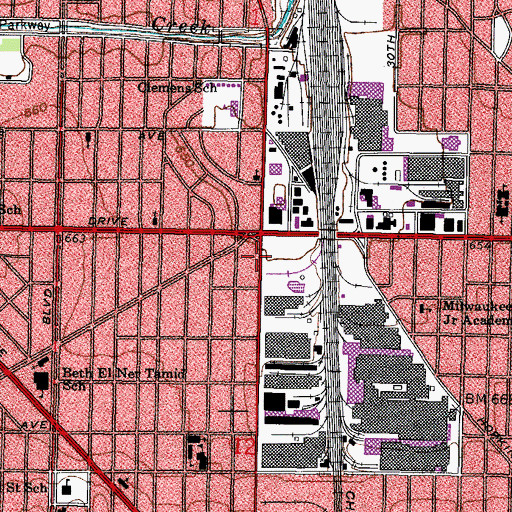 Topographic Map of Parklawn Station Milwaukee Post Office, WI