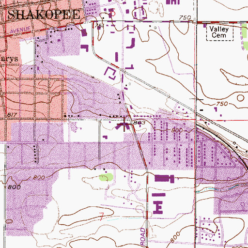 Topographic Map of Crossroads Medical Center, MN