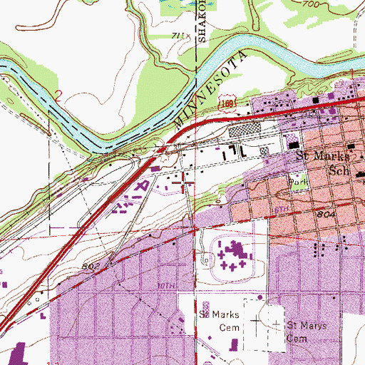Topographic Map of Friendship Manor Health Care Center, MN