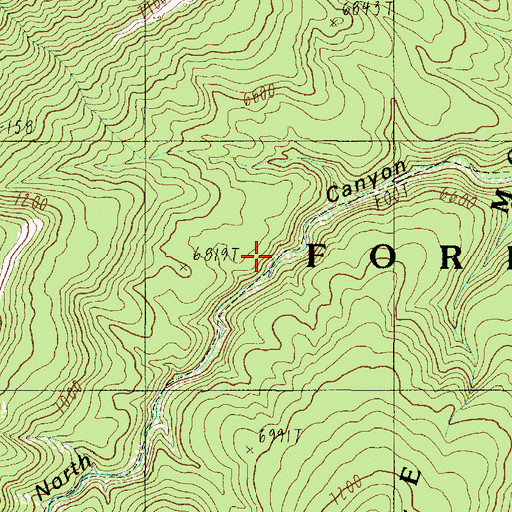 Topographic Map of North Canyon Trail Four, AZ