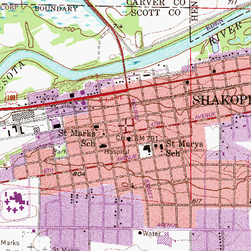 Topographic Map of Scott County Sheriff's Office, MN