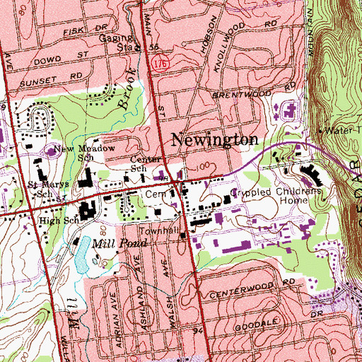 Topographic Map of Newington, CT