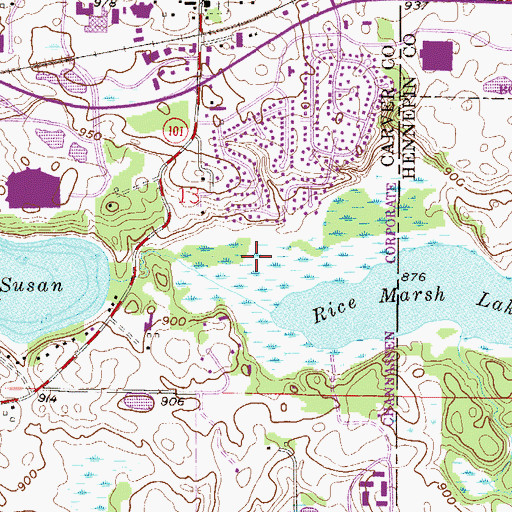 Topographic Map of Rice Marsh Lake Park, MN