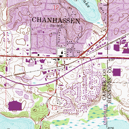Topographic Map of Chanhassen, MN