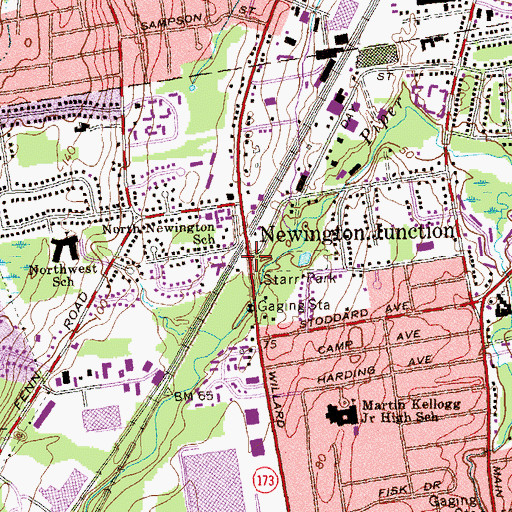 Topographic Map of Newington Junction, CT