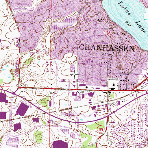 Topographic Map of Chanhassen Library, MN