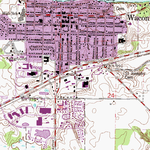 Topographic Map of Waconia, MN