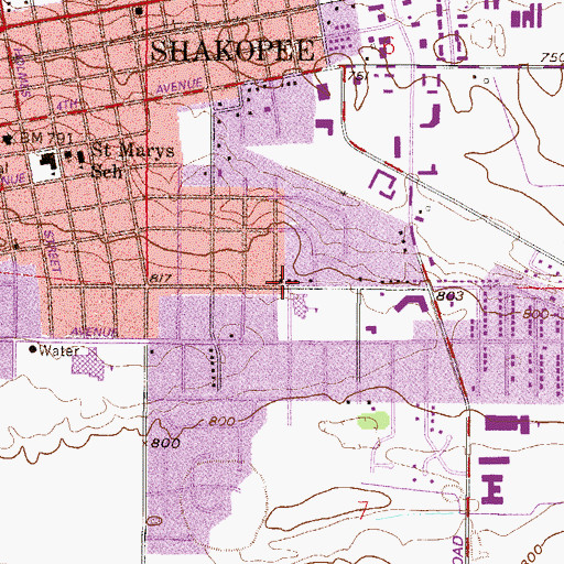 Topographic Map of Riverside Community Church, MN