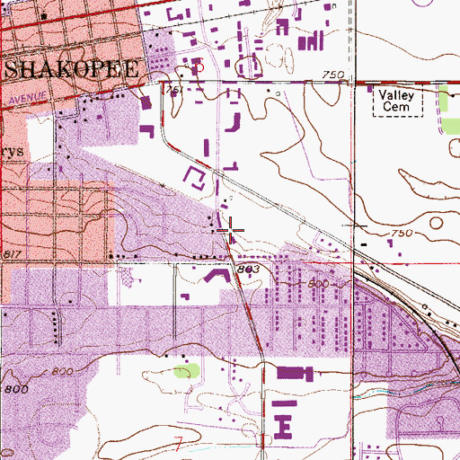 Topographic Map of Mount Olive Evangelical Lutheran Church, MN