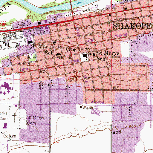 Topographic Map of Saint John's Lutheran Church, MN