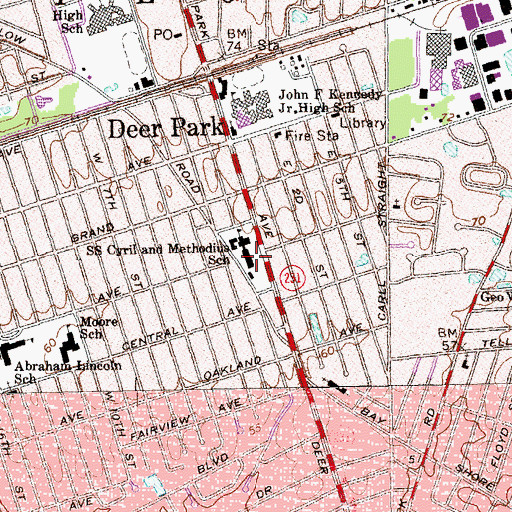 Topographic Map of Saints Cyril And Methodius Church, NY