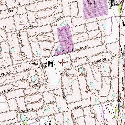 Topographic Map of Cedar Road Park, NY