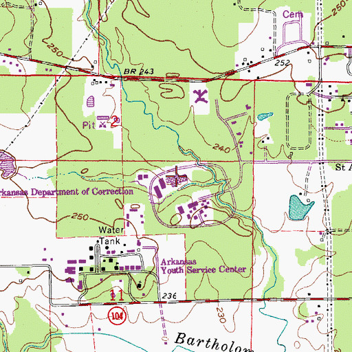 Topographic Map of Arkansas Department of Correction-Diagnostic Unit, AR