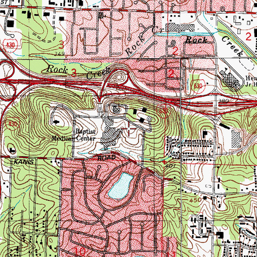 Topographic Map of Baptist Health Rehabilitation Institute, AR