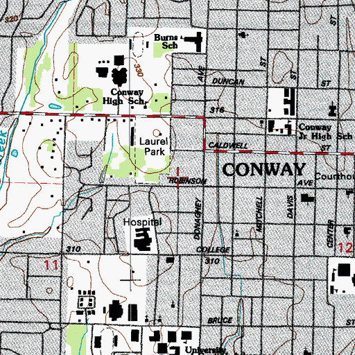 Topographic Map of Conway Regional Rehabilitation Hospital, AR