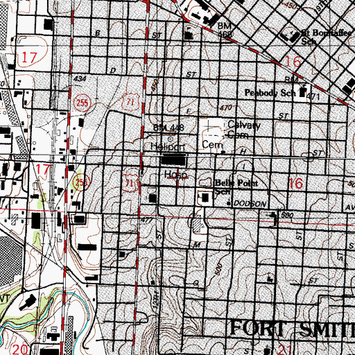 Topographic Map of HealthSouth Rehabilitation Hospital of Fort Smith, AR