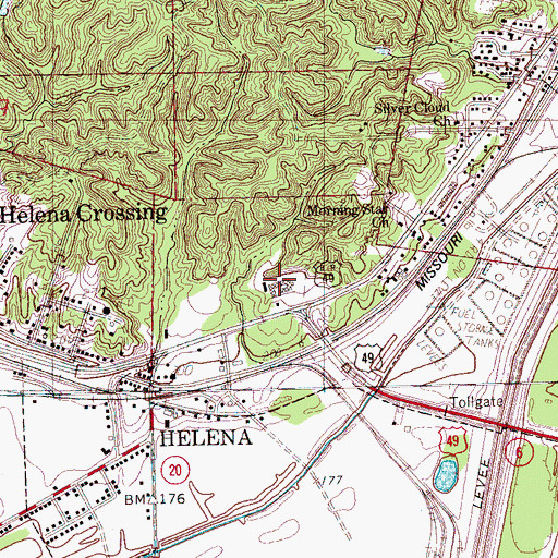 Topographic Map of Helena Hospital, AR