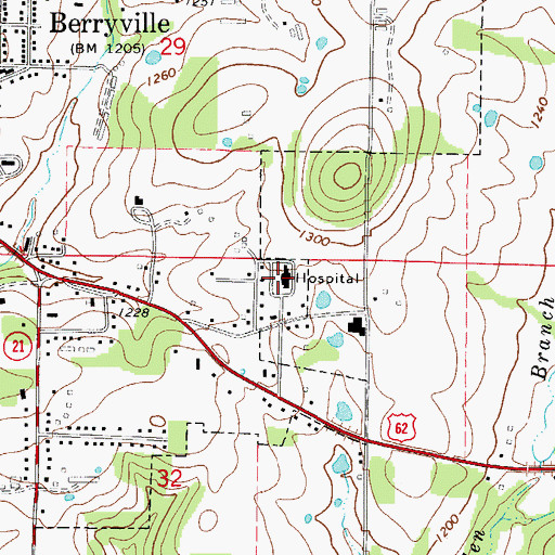 Topographic Map of Carroll Regional Medical Center, AR