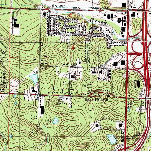 Topographic Map of Pinnacle Pointe Hospital, AR