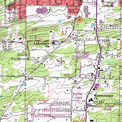 Topographic Map of Saint Joseph's Mercy Health Center, AR