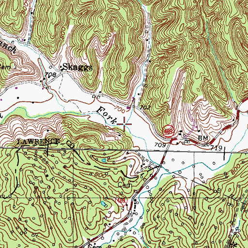 Topographic Map of Shop Branch of Blaine, KY