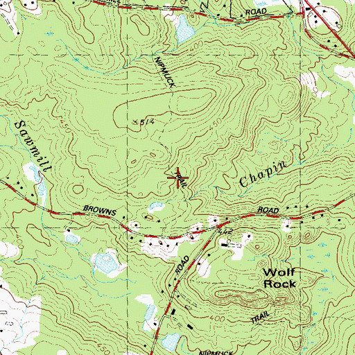 Topographic Map of Nipmuck Trail, CT