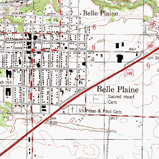 Topographic Map of Prairie Park, MN