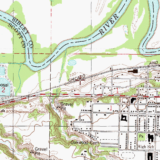 Topographic Map of Fountain Park, MN