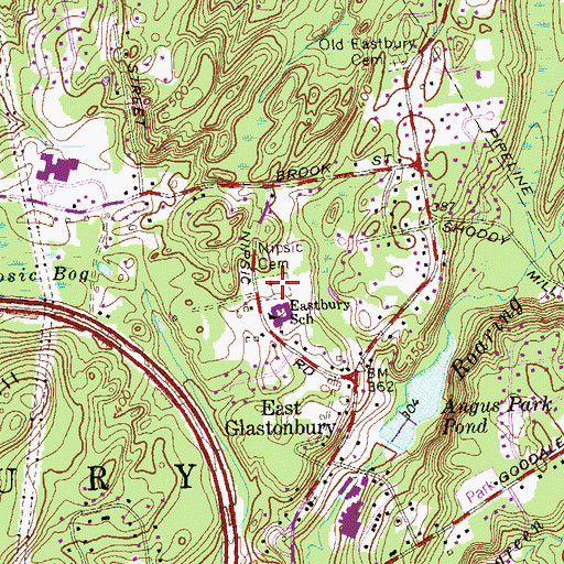 Topographic Map of Nipsic Cemetery, CT