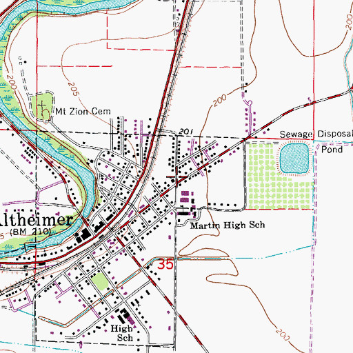Topographic Map of Altheimer Middle School, AR