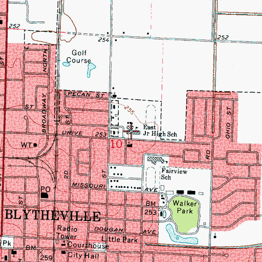 Topographic Map of Blytheville Intermediate School, AR