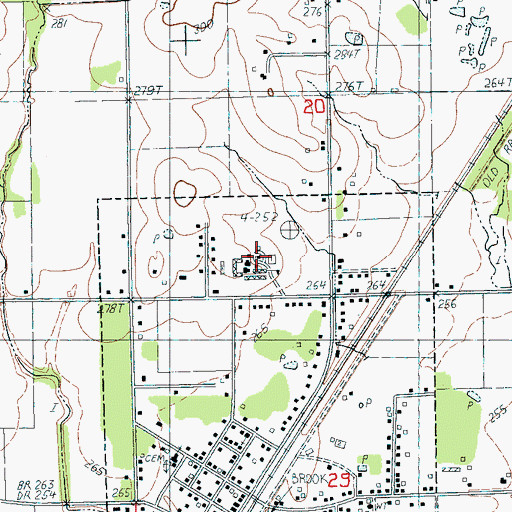 Topographic Map of Brookland Intermediate School, AR