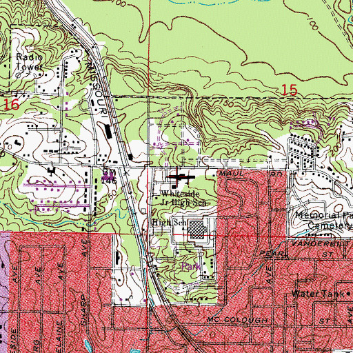 Topographic Map of Camden Fairview Intermediate School, AR