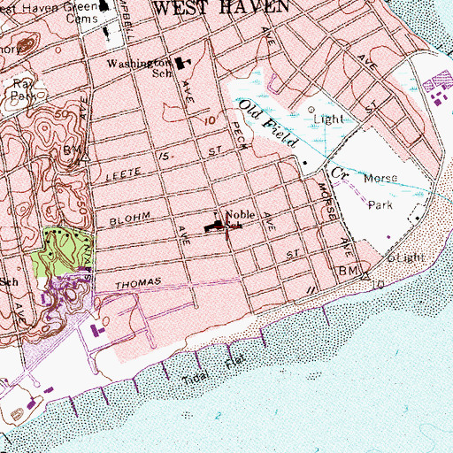 Topographic Map of Noble School, CT