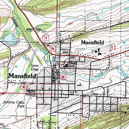 Topographic Map of Mansfield Middle School, AR