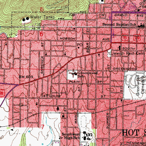 Topographic Map of Summit School, AR