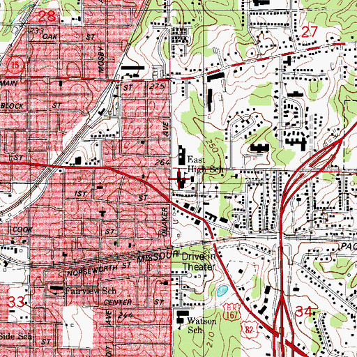 Topographic Map of Washington Middle School, AR