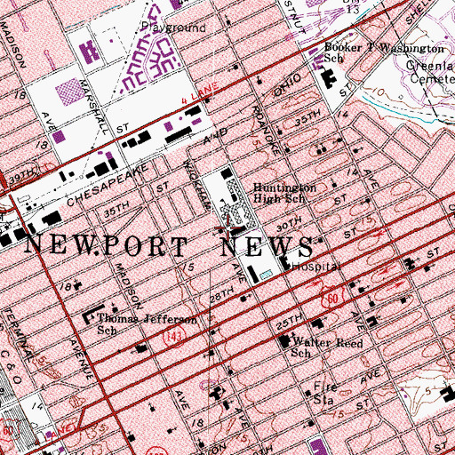 Topographic Map of Temple of Peace Baptist Church, VA