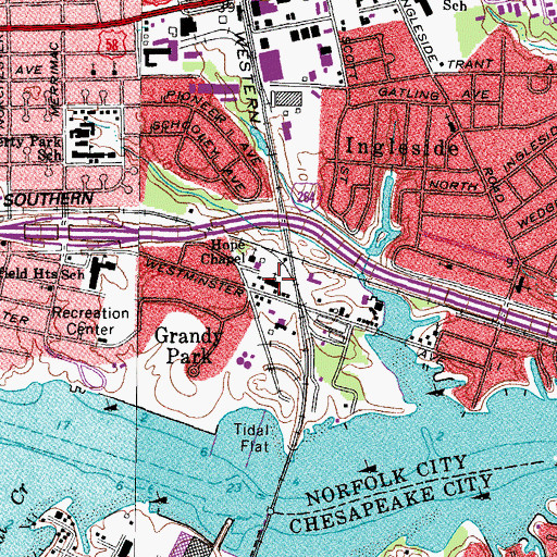 Topographic Map of Westminister Baptist Church, VA