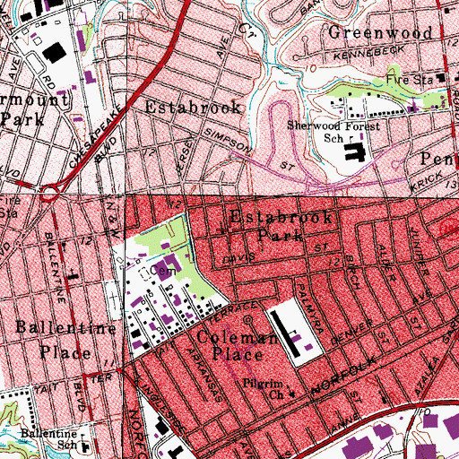 Topographic Map of Community Church of Norfolk, VA