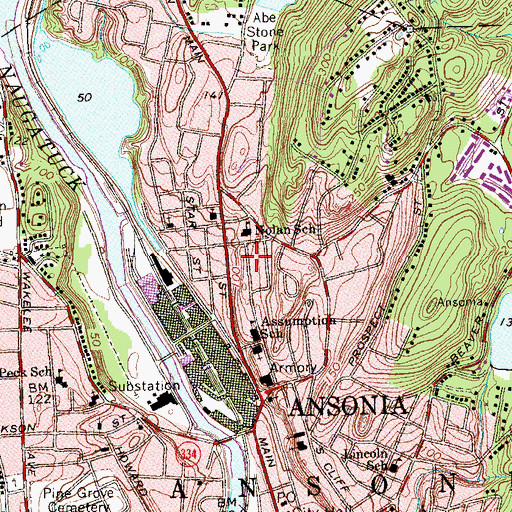 Topographic Map of Nolan School, CT