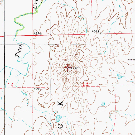 Topographic Map of Medicine Peak, KS