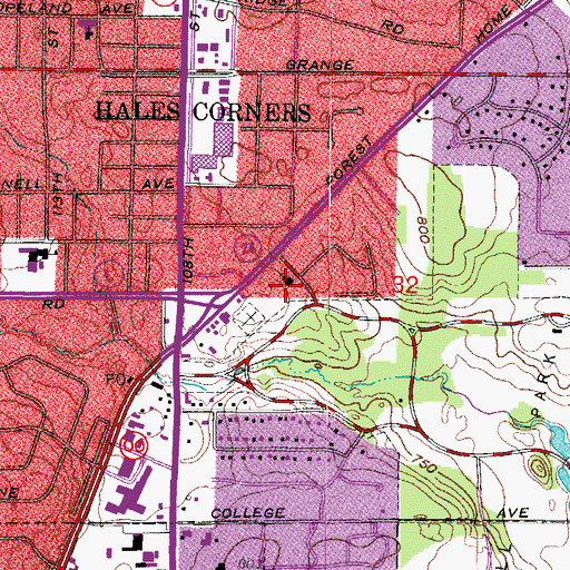 Topographic Map of Whitnall Park Lutheran Church, WI