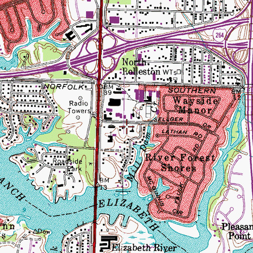 Topographic Map of Tidewater Gospel Assembly Church, VA