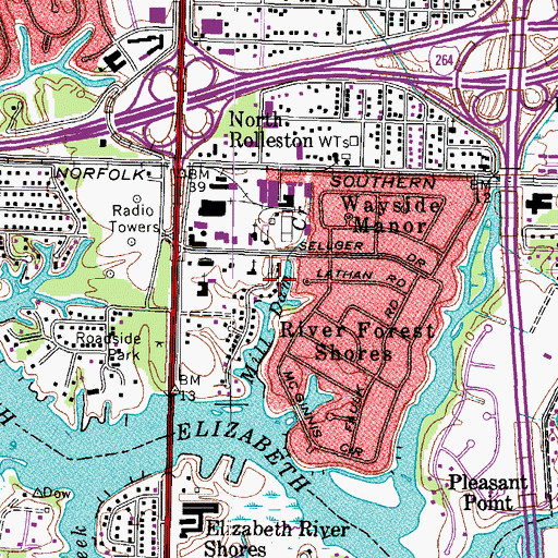 Topographic Map of Saint Peters Episcopal Church, VA