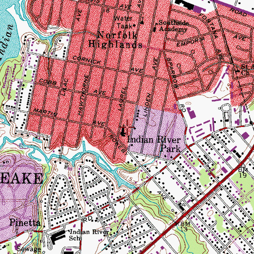 Topographic Map of Indian River Baptist Church, VA