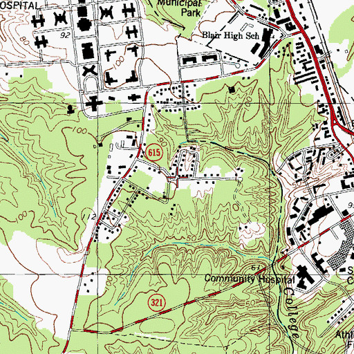 Topographic Map of Carriage Heights, VA